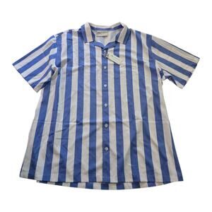 Nashie light blue striped short sleeve button up shirt Men SZ XXL